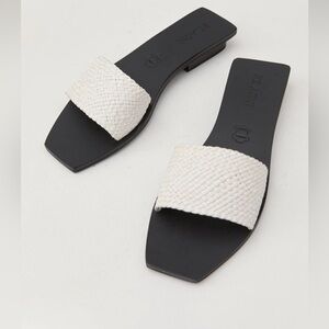 St. Agni Black Sandals with White Woven Strap